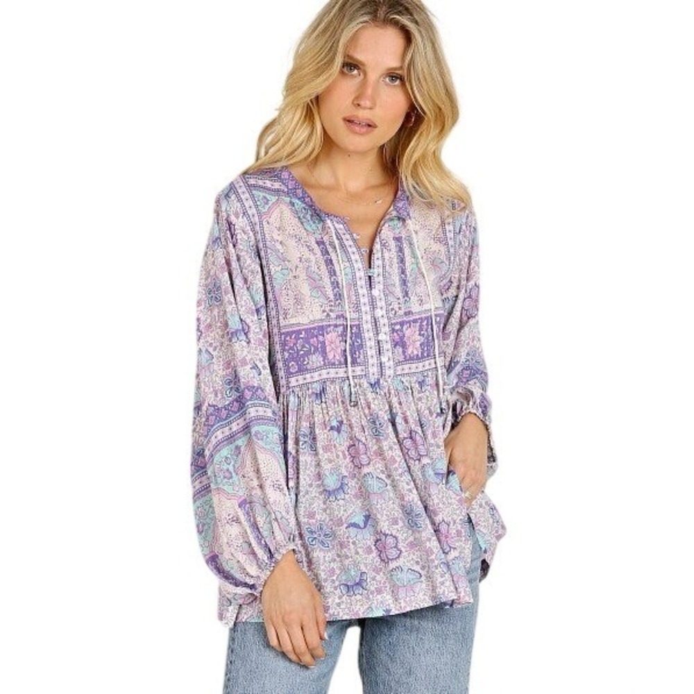Revolve Spell & The Gypsy‎ Women's Oversized Poinciana Boho Bouse Lilac Size XS